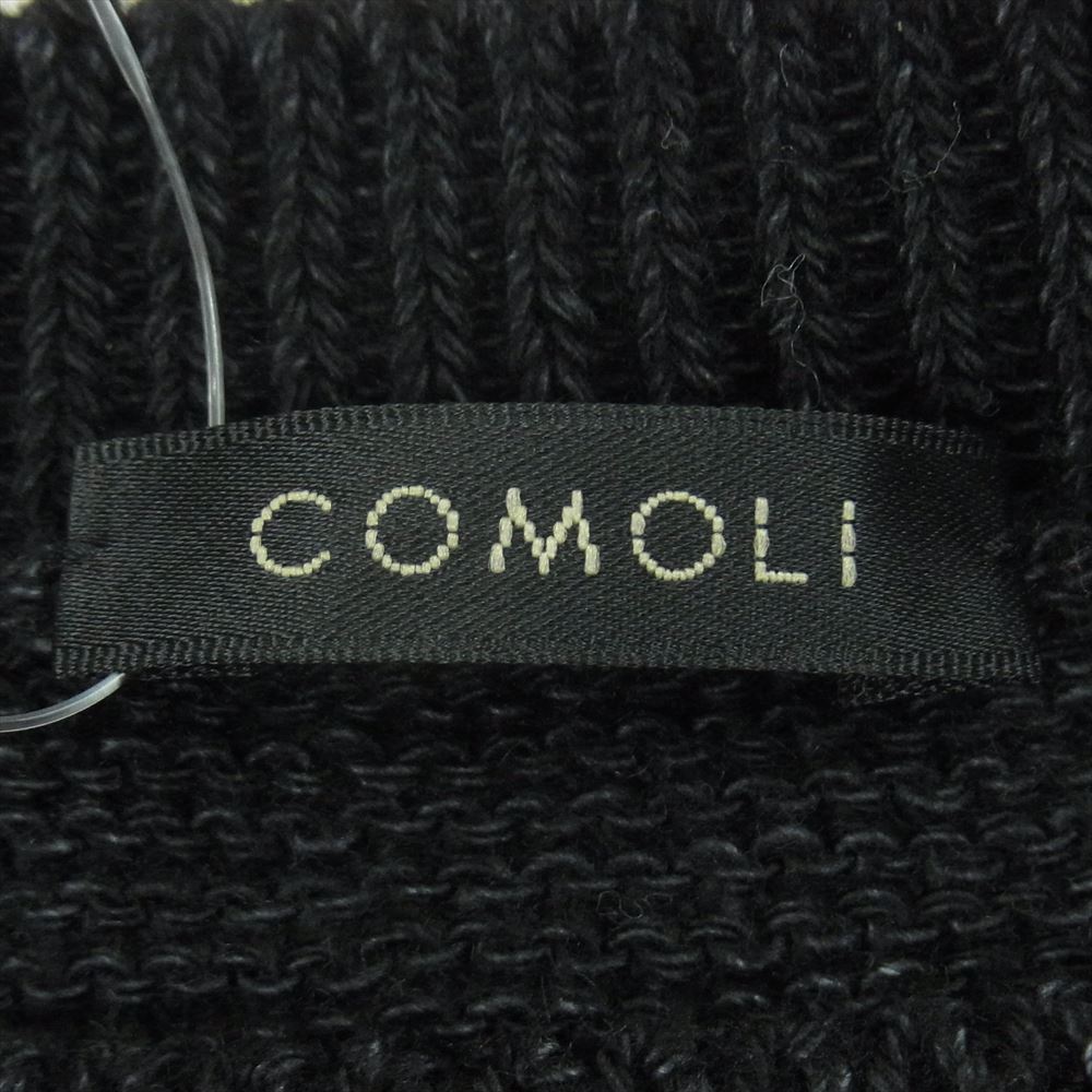 COMOLI コモリ 23SS X01-06008 7G コットン ガンジー ニット セーター 日本製 ブラック系 F【中古】
