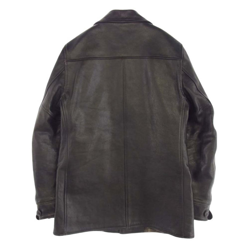 WACKO MARIA ワコマリア LEATHER COAT カウハイド カーコート 裏地オンブレチェック レザージャケット ブラウン系【中古】