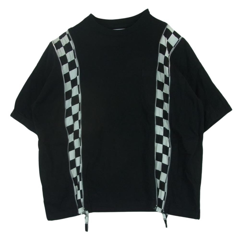 マインデニム 23SS MND-23SSOP001-97-012 OLD PARK Zip Wide Denim T ジップ ワイド デニム地 半袖 Tシャツ カットソー ブラック系 1【中古】
