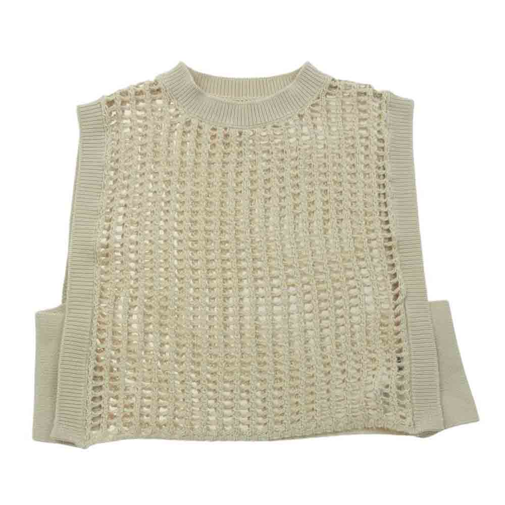 HYKE ハイク 24SS 11362 CROCHETED CROPPED SWEATER TOP メッシュ編み ニット ベスト オフホワイト系【極上美品】【中古】