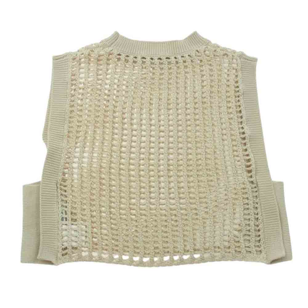 HYKE ハイク 24SS 11362 CROCHETED CROPPED SWEATER TOP メッシュ編み ニット ベスト オフホワイト系【極上美品】【中古】