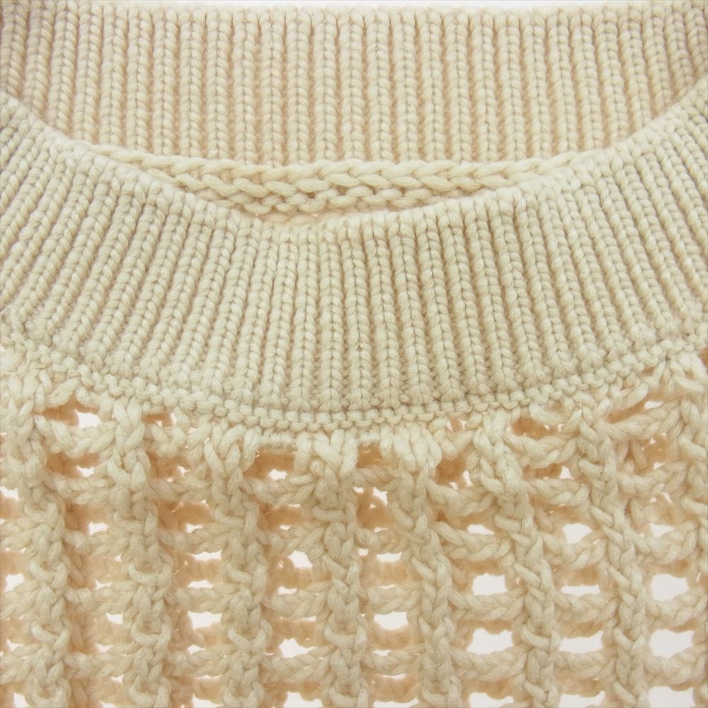HYKE ハイク 24SS 11362 CROCHETED CROPPED SWEATER TOP メッシュ編み ニット ベスト オフホワイト系【極上美品】【中古】