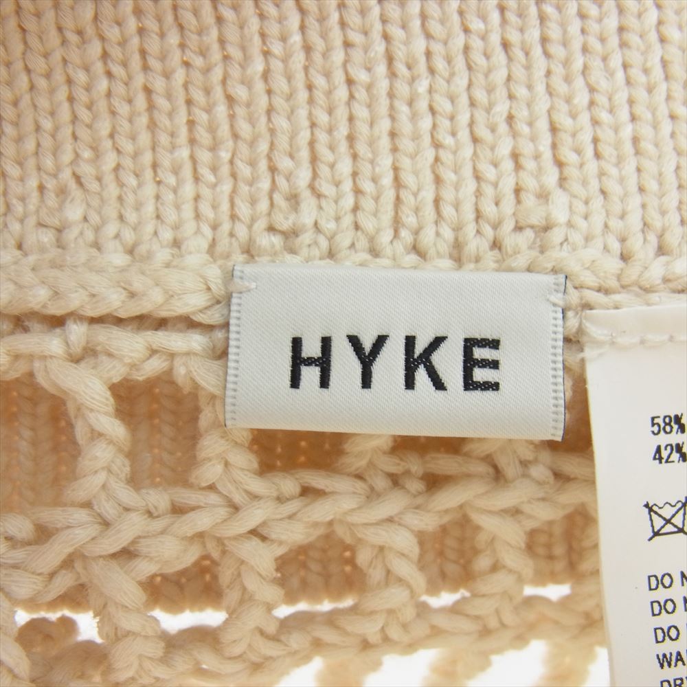 HYKE ハイク 24SS 11362 CROCHETED CROPPED SWEATER TOP メッシュ編み ニット ベスト オフホワイト系【極上美品】【中古】
