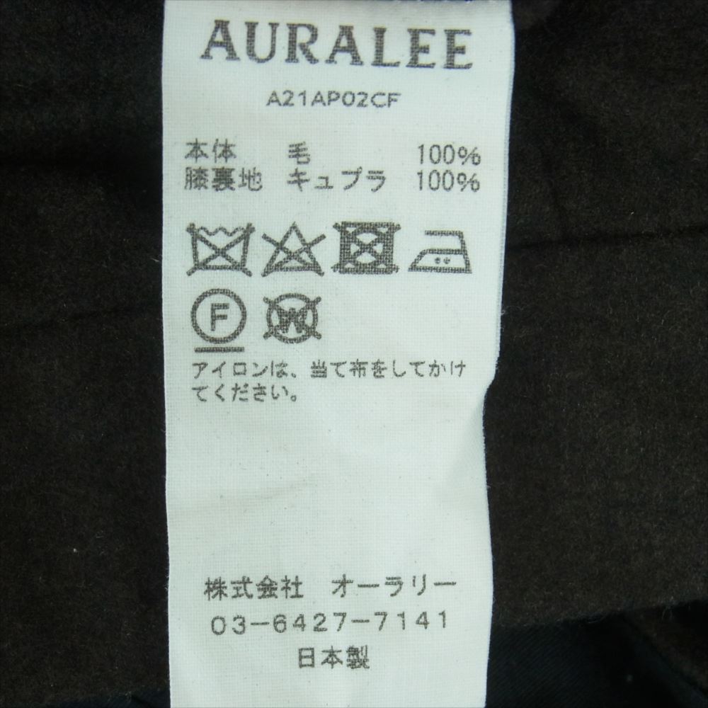 AURALEE オーラリー A21AP02CF WOOL FULLING FLANNEL SLACKS ウール フランネル スラックス パンツ ダークブラウン系 グレイッシュダークブラウン系 4【中古】