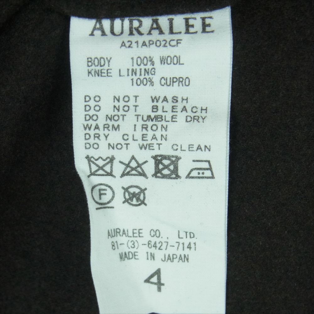 AURALEE オーラリー A21AP02CF WOOL FULLING FLANNEL SLACKS ウール フランネル スラックス パンツ ダークブラウン系 グレイッシュダークブラウン系 4【中古】