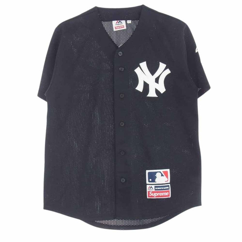 Supreme シュプリーム Majestic New York Yankees マジェスティック ニューヨークヤンキース Baseball Jersey ジャージー ベースボールシャツ ブラック系 M【美品】【中古】