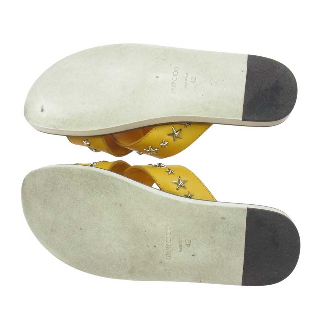 JIMMY CHOO ジミーチュウ イタリア製 スリーパー スタースタッズ レザー サンダル イエロー系 42【中古】