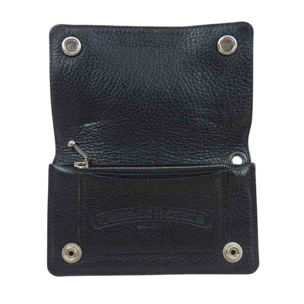 CHROME HEARTS クロムハーツ（原本無） 1ZIP 1ジップ クロスボールボタン レザーウォレット 財布 ブラック系【美品】【中古】
