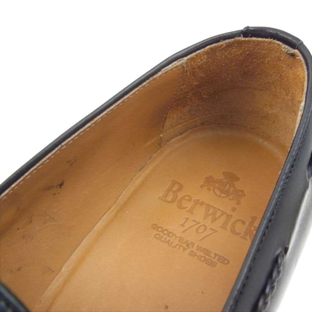 バーウィック 4340 BOX CALF ボックスカーフ タッセル ローファー レザー シューズ ブラック系 7.5【中古】