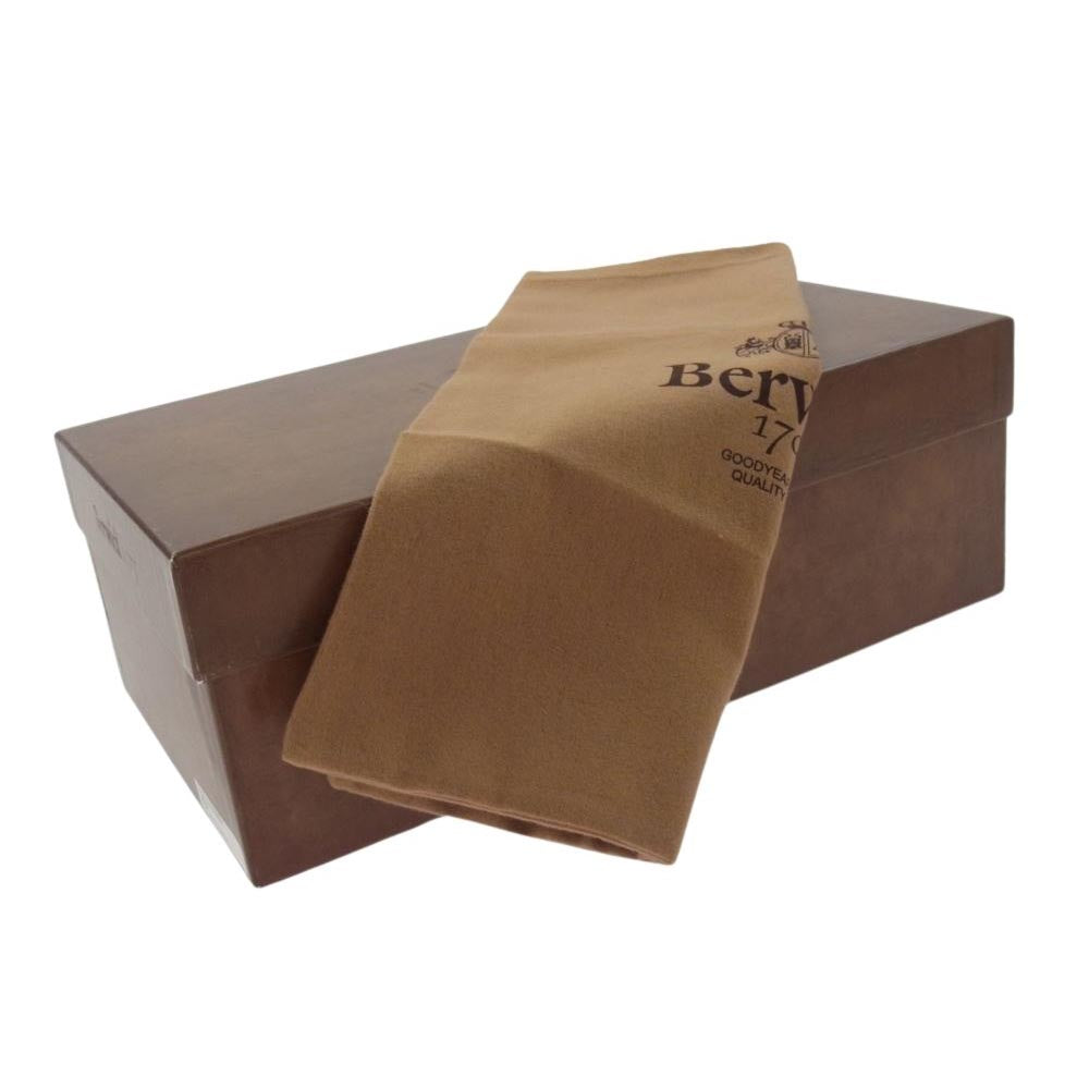 バーウィック 4340 BOX CALF ボックスカーフ タッセル ローファー レザー シューズ ブラック系 7.5【中古】