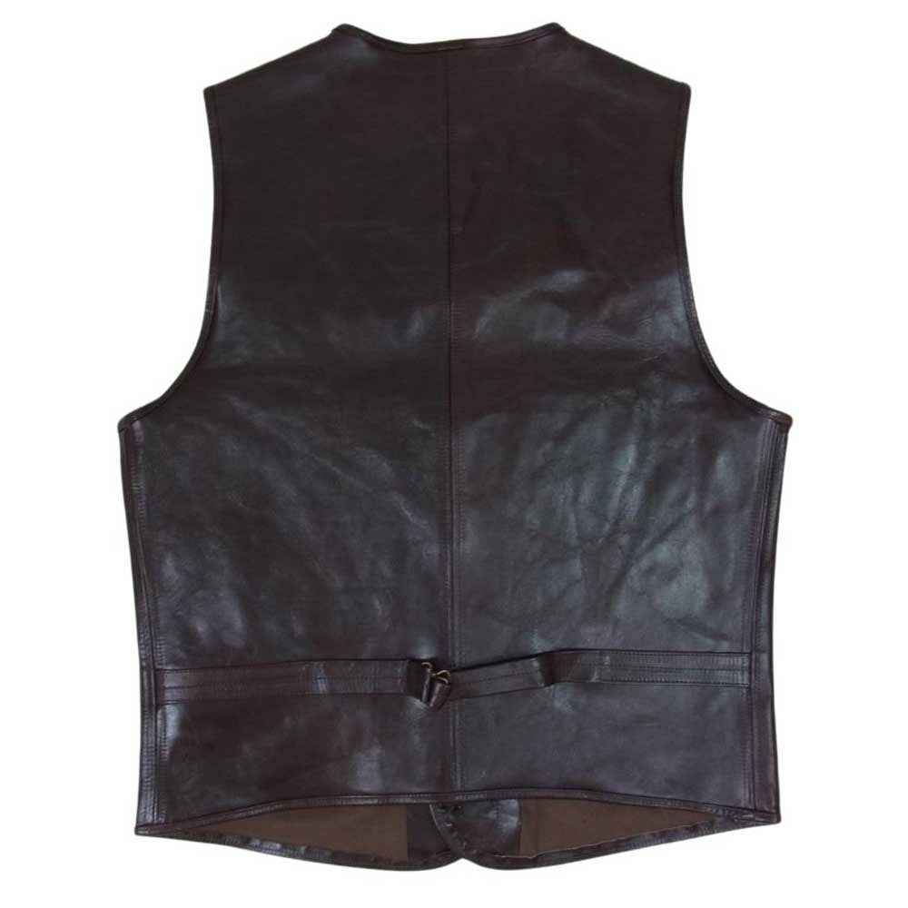 FINE CREEK LEATHERS ファインクリークレザー ACVE002 FINE CREEK＆CO Jefferson ジェファーソン ホースハイド 茶芯 レザー ベスト ブラウン系 40【新古品】【未使用】【中古】