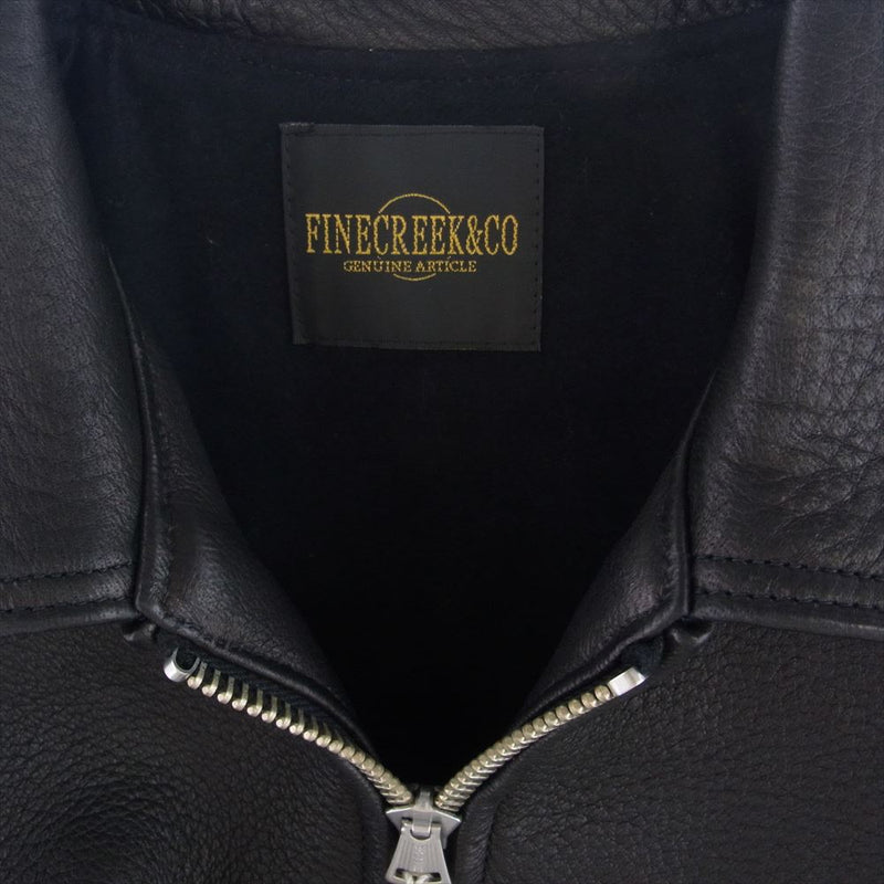 FINE CREEK LEATHERS ファインクリークレザー ACJK050 FINE CREEK ＆CO Lindbergh Deer Black リンドバーグ ワピチレザー フルベジタブルタンニン ジャケット ブラック系 36【新古品】【未使用】【中古】