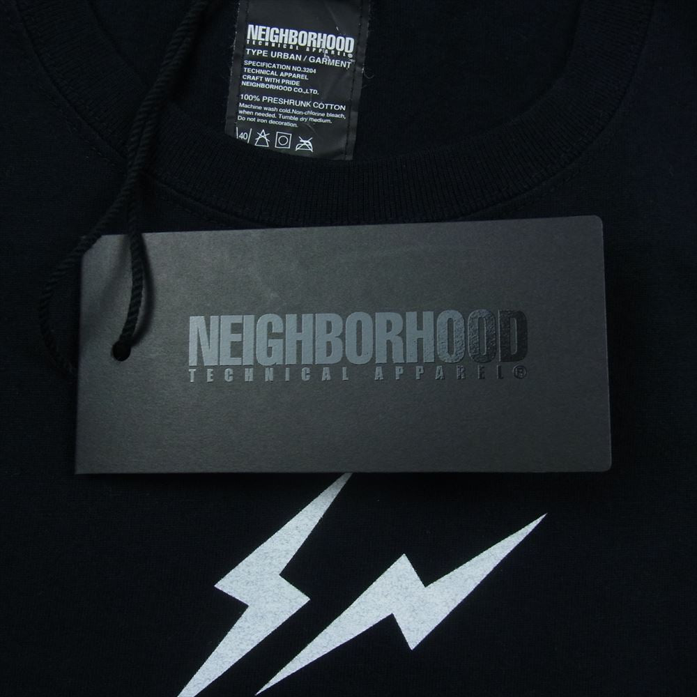 NEIGHBORHOOD ネイバーフッド fragment design フラグメントデザイン サンダー パロディー ロゴ クルーネック 半袖 Tシャツ ブラック系 1【極上美品】【中古】