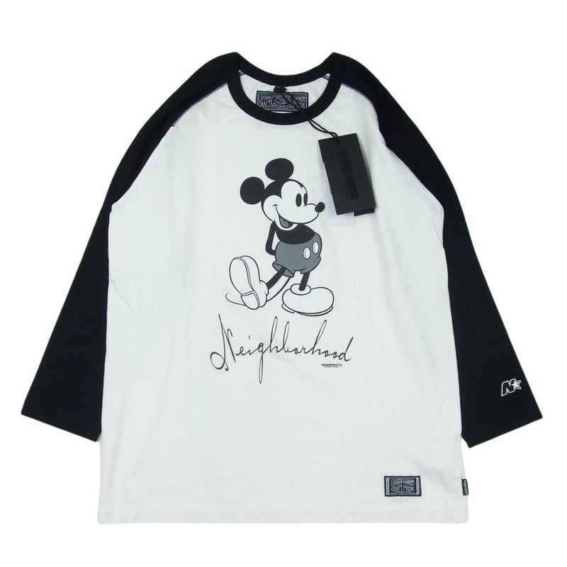 NEIGHBORHOOD ネイバーフッド 092STWDN-CSM02 Disney ミッキー 七分丈 カットソー Tシャツ オフホワイト系 M【美品】【中古】