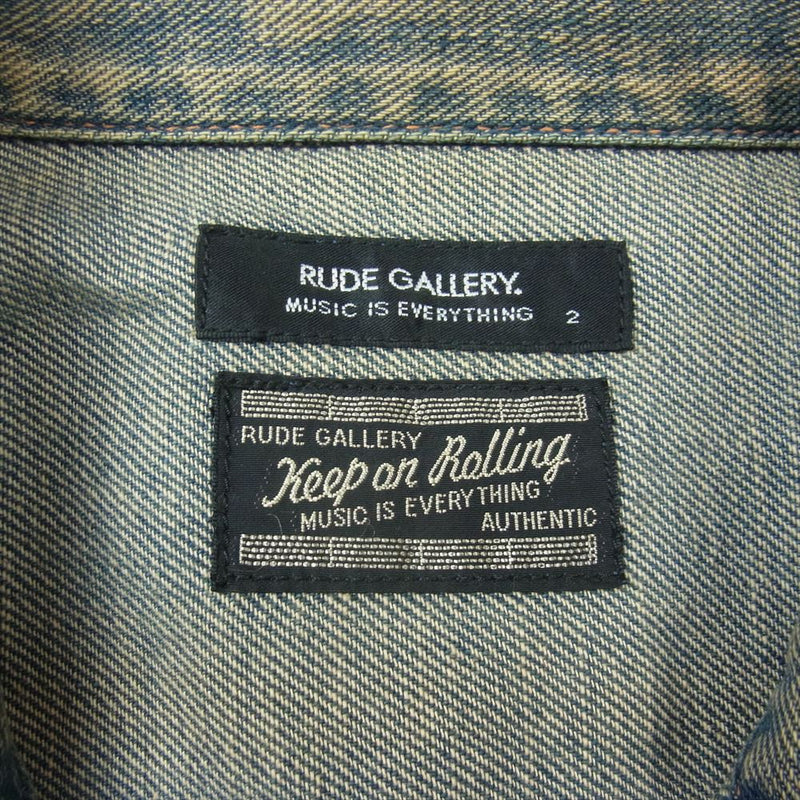 RUDE GALLERY ルードギャラリー rudegallery RG JEAN JKT WASHED DENIM & STUDS CUSTOM スタッズ デニムジャケット インディゴブルー系 2【中古】