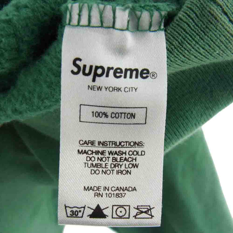 Supreme シュプリーム 18SS Corner Label Hooded Sweatshirt コーナーラベル フーデッド スウェット パーカー グリーン系【中古】