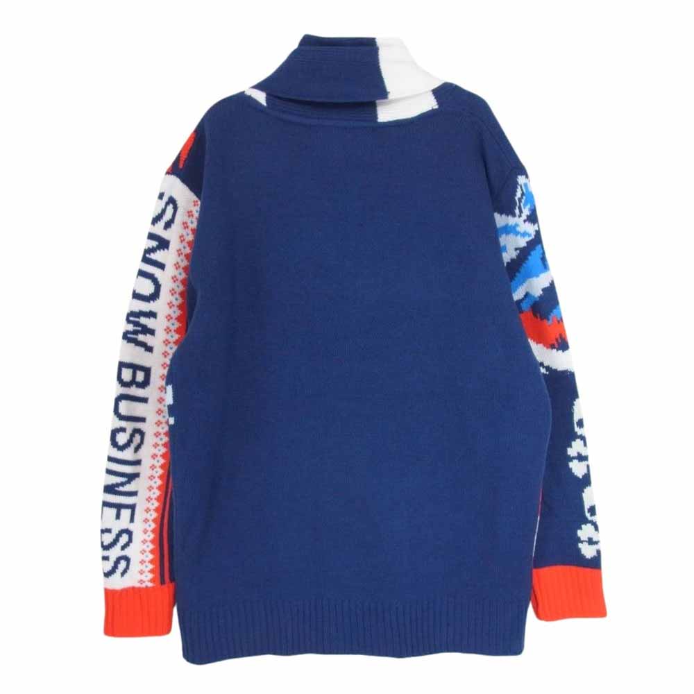 リーズン ジャガード 総柄 アクリル ニット カーディガン ブルー系 M【中古】