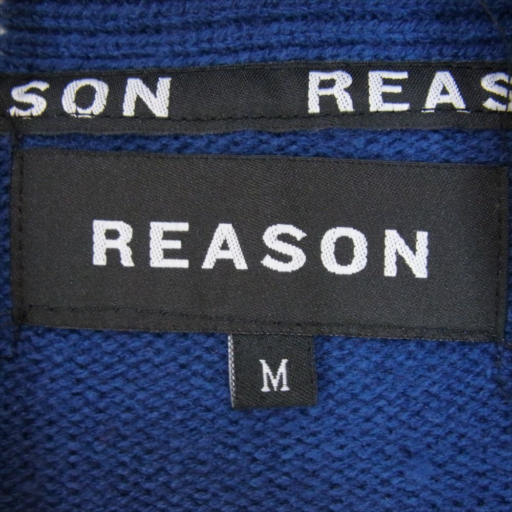 リーズン ジャガード 総柄 アクリル ニット カーディガン ブルー系 M【中古】