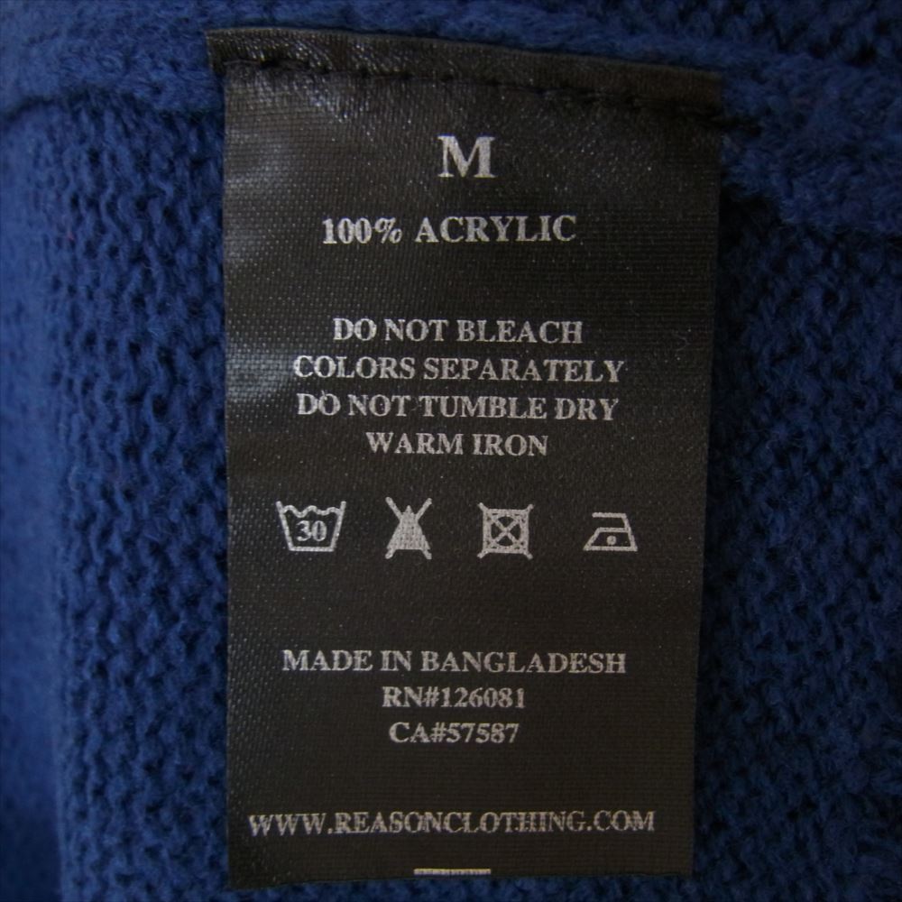 リーズン ジャガード 総柄 アクリル ニット カーディガン ブルー系 M【中古】