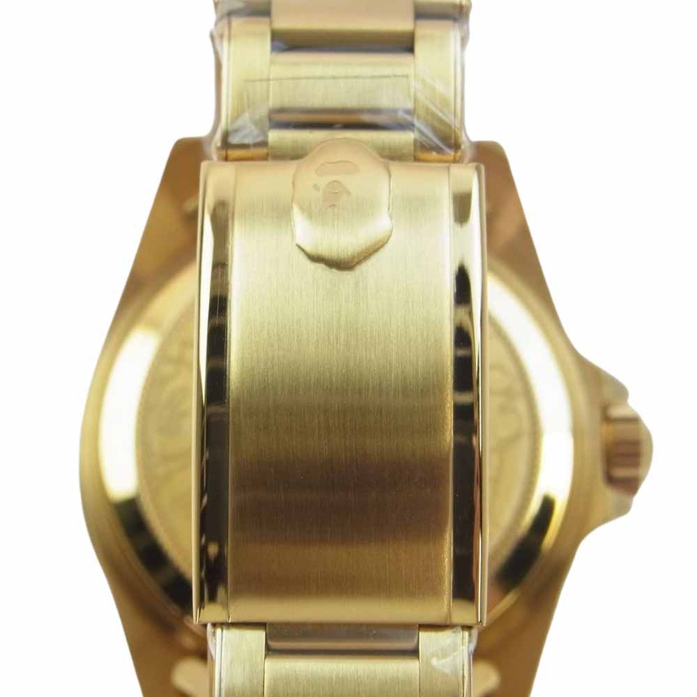 A BATHING APE アベイシングエイプ CLASSIC TYPE 1 BAPEX M BLACK クラシック タイプ1 ベイペックス 自動巻き アナログ 腕時計 ゴールド系【極上美品】【中古】
