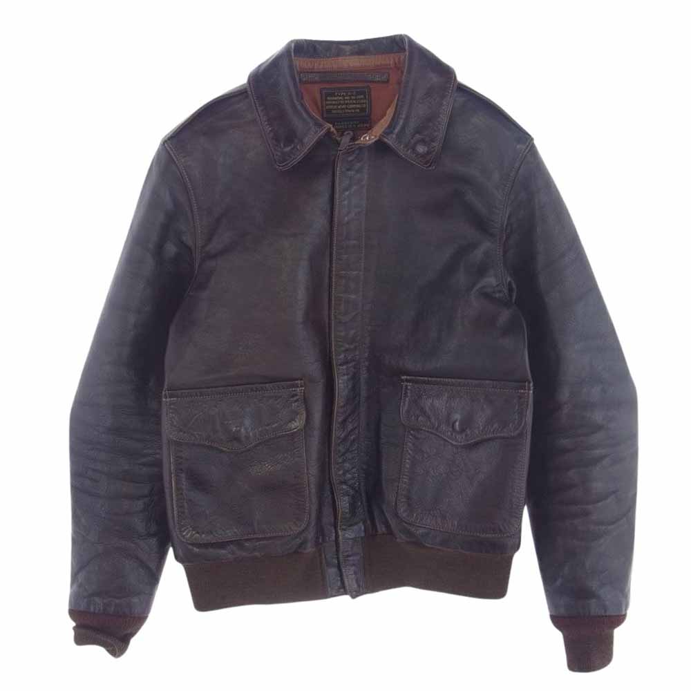 レインボーカントリー 30-1415 A-2 ROUGH WEAR ラフウェア 実名復刻 MIDDLETOWN,PA.  レザージャケット フライト ジャケット ブラウン系 36【中古】