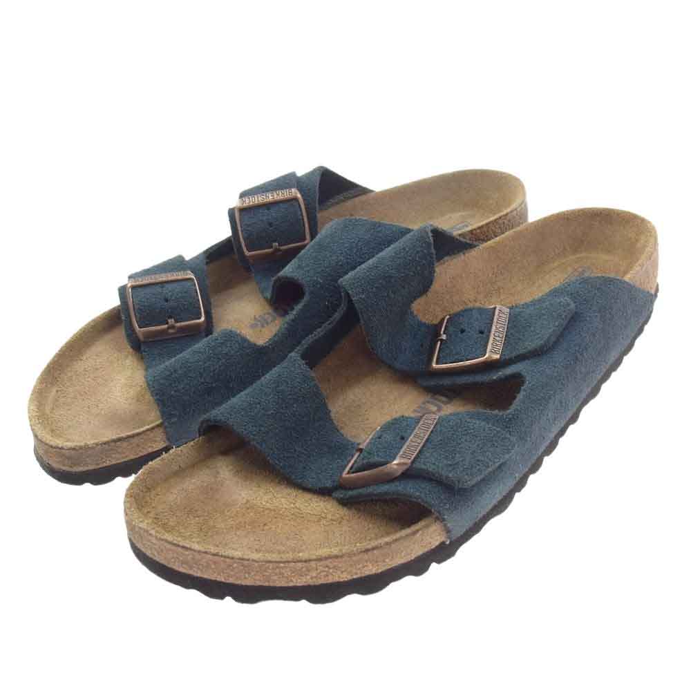 BIRKENSTOCK ビルケンシュトック Arizona アリゾナ スエード レザー サンダル ソフトベット Navy ブラウン系 ネイビー系  43【中古】