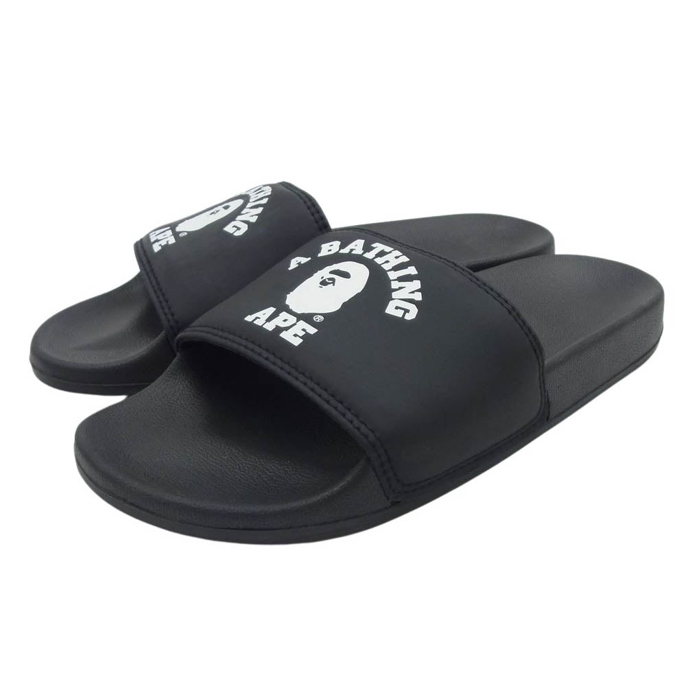A BATHING APE アベイシングエイプ COLLEGE SLIDE SANDALS M BAPEC カレッジ スライド サンダル ベイプ ブラック系 27cm【中古】