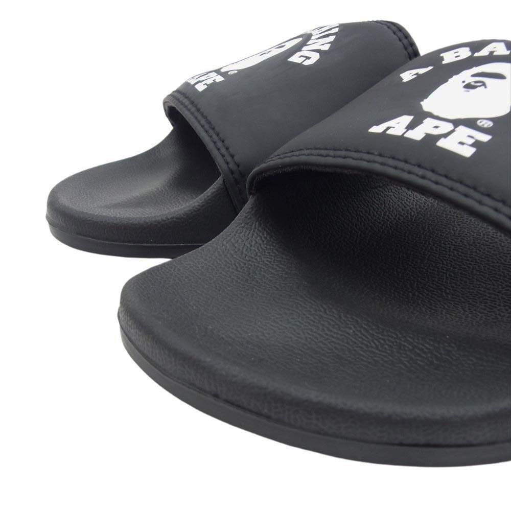 A BATHING APE アベイシングエイプ COLLEGE SLIDE SANDALS M BAPEC カレッジ スライド サンダル ベイプ ブラック系 27cm【中古】