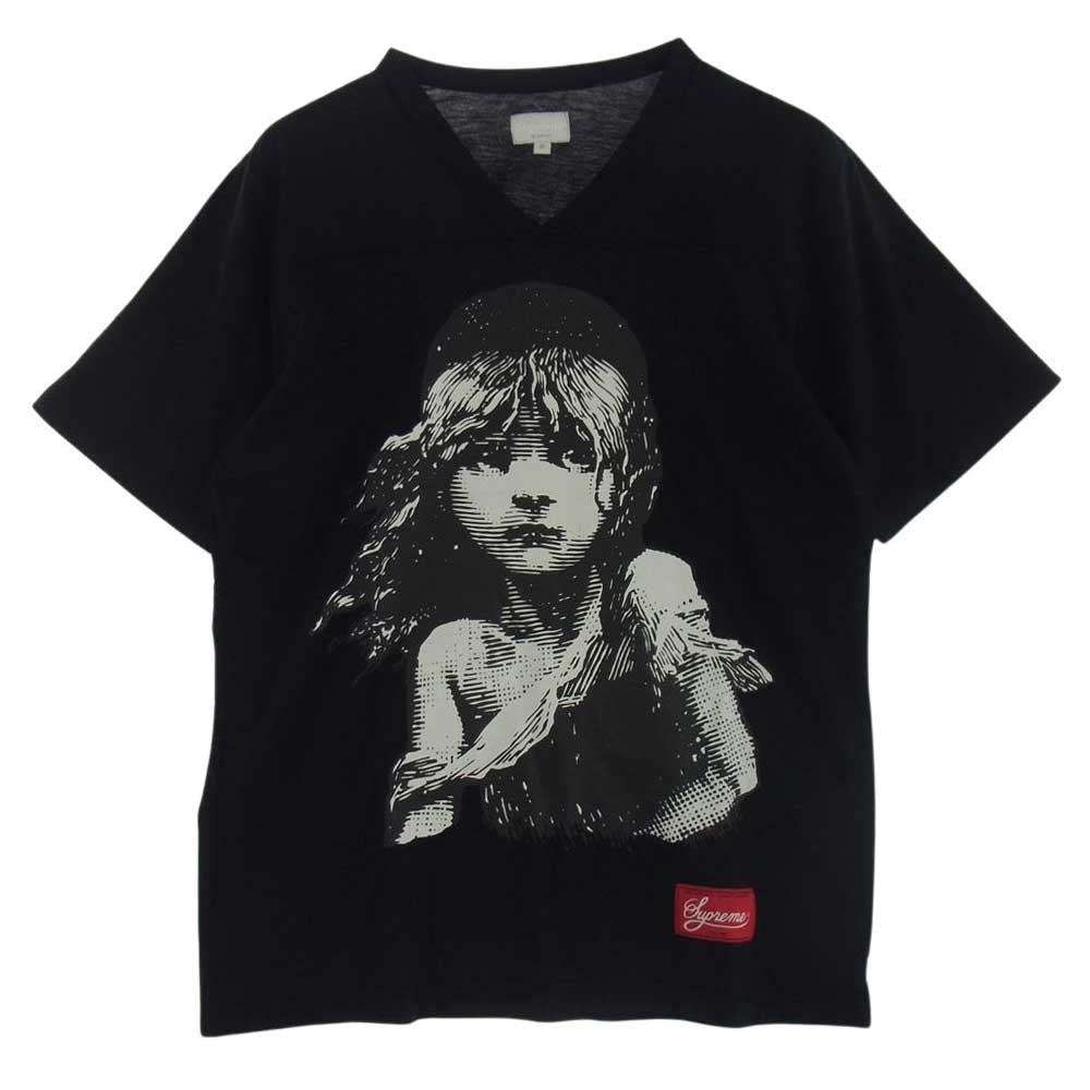 Supreme シュプリーム 15SS Broadway Football Top ブロードウェイ フットボール トップ Vネック 半袖 Tシャツ ブラック系 M【極上美品】【中古】