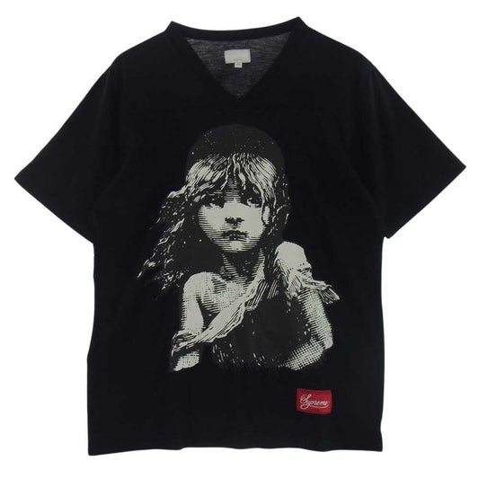 Supreme シュプリーム 15SS Broadway Football Top ブロードウェイ フットボール トップ Vネック 半袖 Tシャツ ブラック系 M【極上美品】【中古】