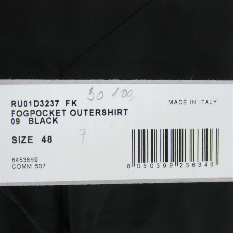 Rick Owens リックオウエンス 24SS RU01D3237-FK Fog Pocket Outershirt フォグポケット アウターシャツ 長袖 シャツジャケット ブラック系 48【中古】