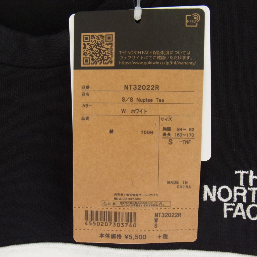 THE NORTH FACE ノースフェイス NT32022R S/S Nuptse Tee ヌプシ 半袖 Tシャツ ロゴ刺? ホワイト系 S【新古品】【未使用】【中古】