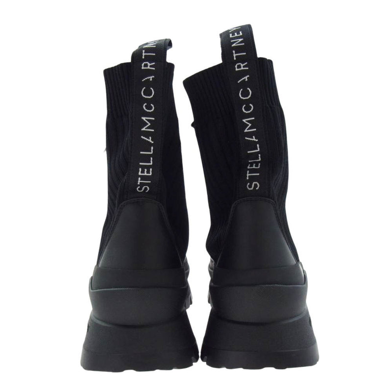 Stella McCartney ステラマッカートニー 810110 vibram ビブラム ソールトレース ニット チェルシー ブーツ ブラック系 37【美品】【中古】