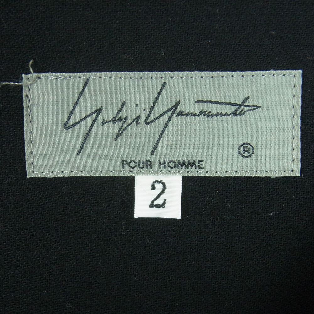 Yohji Yamamoto POUR HOMME ヨウジヤマモトプールオム 17SS HD-B25-808 左二重 レイヤード レーヨン ロング ブラウス ノーカラー 長袖 シャツ ブラック系 ネイビー系 2【中古】