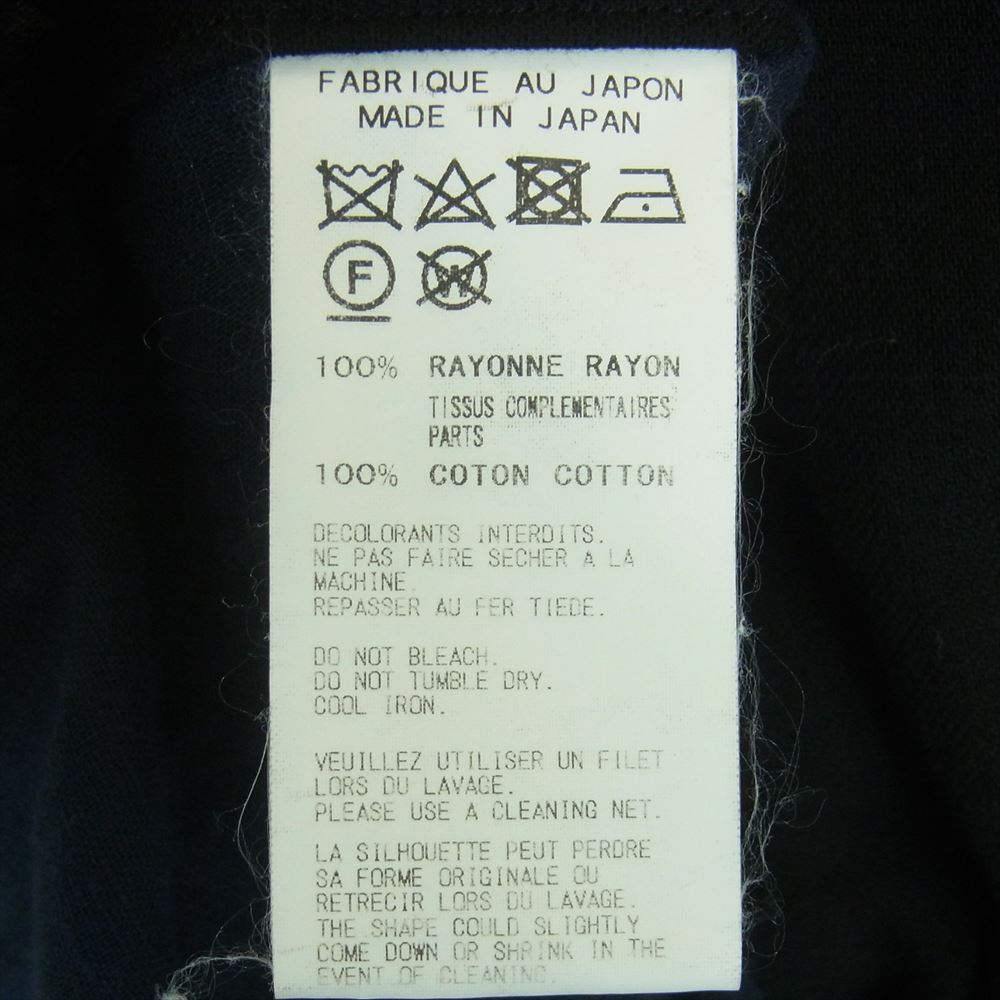 Yohji Yamamoto POUR HOMME ヨウジヤマモトプールオム 17SS HD-B25-808 左二重 レイヤード レーヨン ロング ブラウス ノーカラー 長袖 シャツ ブラック系 ネイビー系 2【中古】