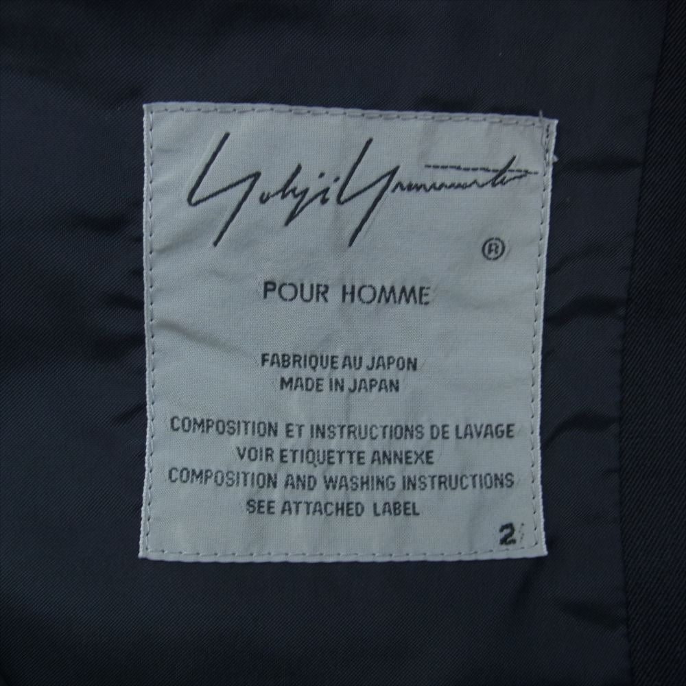 Yohji Yamamoto POUR HOMME ヨウジヤマモトプールオム 17AW HK-J40-100  スタンドフラシ襟 ウールギャバ ロングジャケット コート  ブラック系 2【中古】