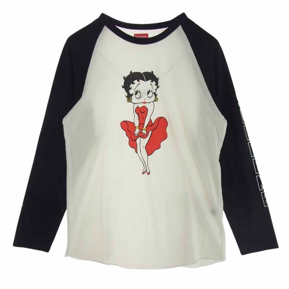 Supreme シュプリーム 16SS Betty Boop Raglan ラグラン アームロゴ 長袖 Tシャツ カットソー ホワイト系 M【中古】