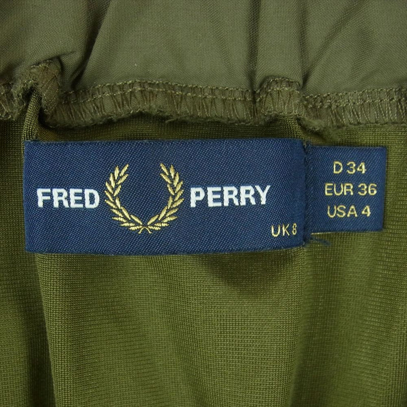 FRED PERRY フレッドペリー F8541 プリーツ加工 異素材切替 ニット スカート 中国製 グリーン系 58 ～ 64【中古】