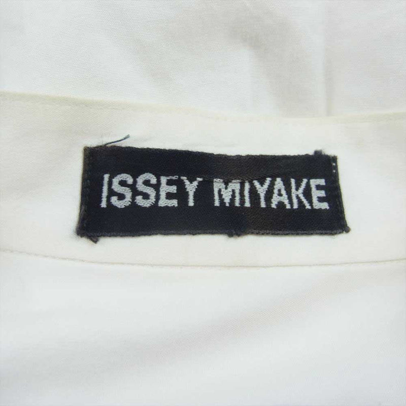 ISSEY MIYAKE イッセイミヤケ ノーカラー 比翼 長袖 シャツ ホワイト系【中古】