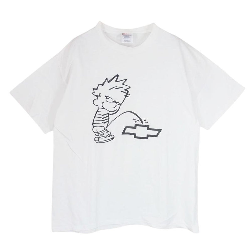 ヴィンテージ PISS BOY 小便小僧 CHEVROLET Tシャツ 丸首 クルーネック コットン ホワイト系 L【中古】