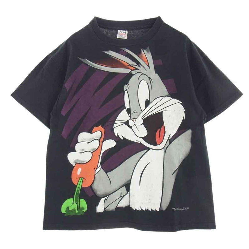 ヴィンテージ 90s looney tunes bugs bunny プリント Tシャツ ブラック系 XL【中古】