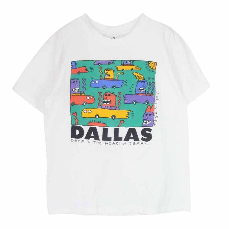 ヴィンテージ 90s BIG HED アートプリント Tシャツ ホワイト系 L【中古】