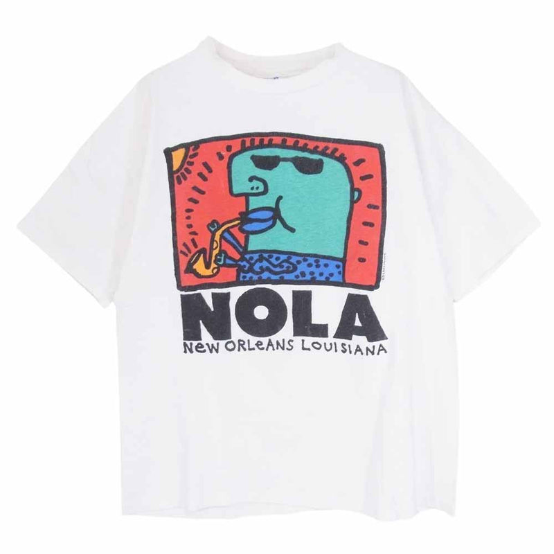 ヴィンテージ 90s BIG HED new orleans art tee アートプリント Tシャツ ホワイト系 XL【中古】