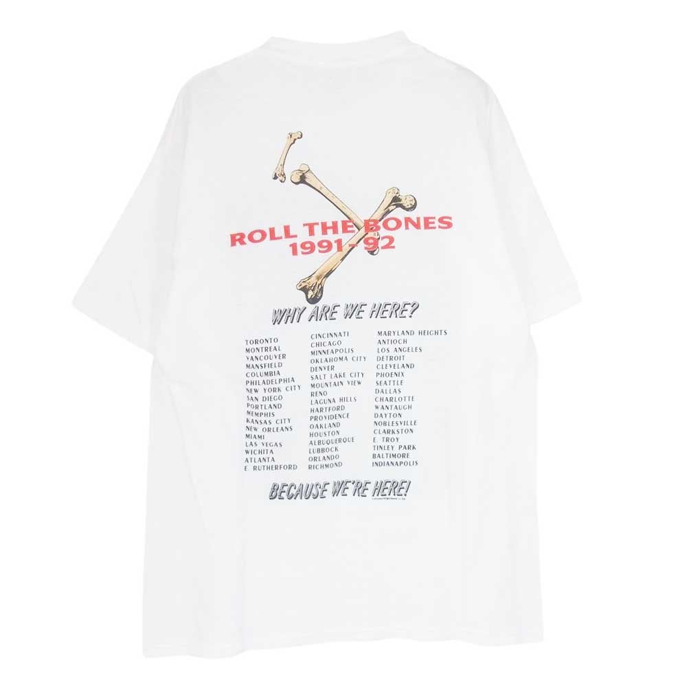 ヴィンテージ 90s rush ラッシュ ROLL THE BONES 1991-92 バンド Tシャツ ホワイト系 XL【中古】