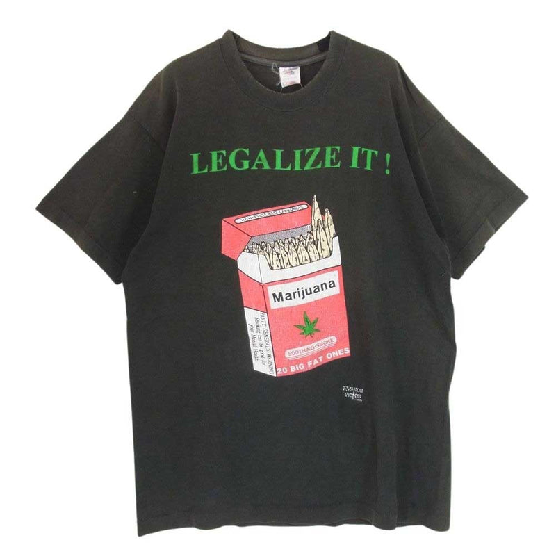 ヴィンテージ 90s Fashion Victim LEGALIZE IT tee ファッションヴィクティム リーガライズ Tシャツ ブラック系 L【中古】