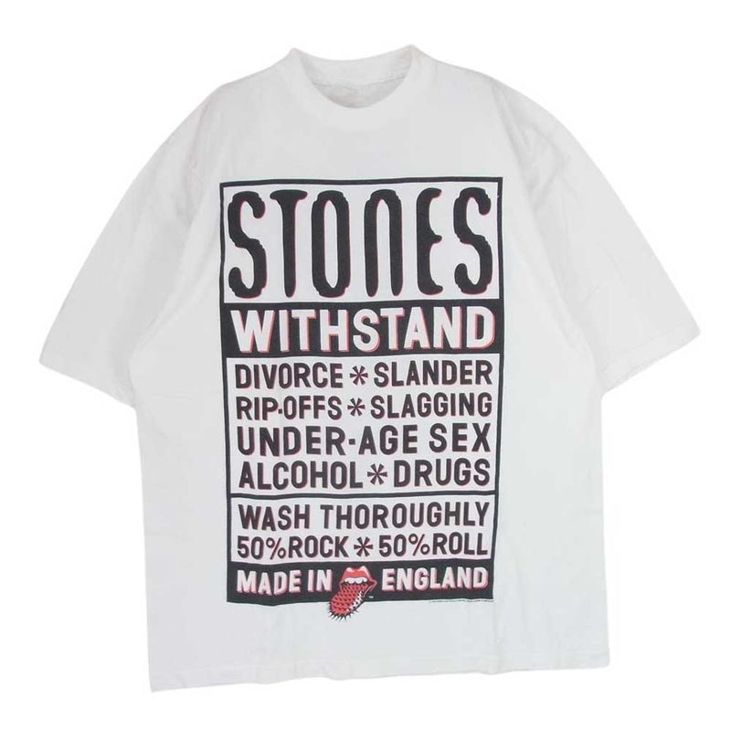 ヴィンテージ 90s THE ROLLING STONES ローリングストーンズ バンド Tシャツ ホワイト系 XL【中古】