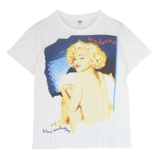 ヴィンテージ 90s madonna blond ambition tour ブロンド アンビション ワールド ツアー Tシャツ ホワイト系 L【中古】