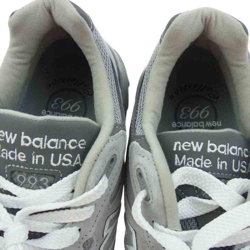 NEW BALANCE ニューバランス MR993GL USA製 993 Gray アメリカ製 スエード ローカット スニーカー グレー系 28cm【新古品】【未使用】【中古】