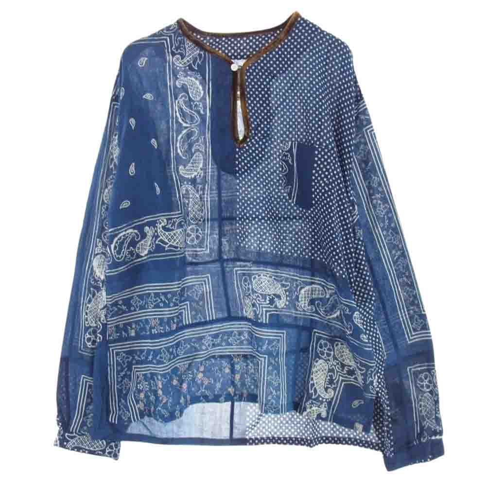 VISVIM ビズビム 21AW 0121205011010 TUNIC P.O. BANDANA バンダナ チュニック プルオーバー 長袖 シャツ  ブルー系 2【美品】【中古】