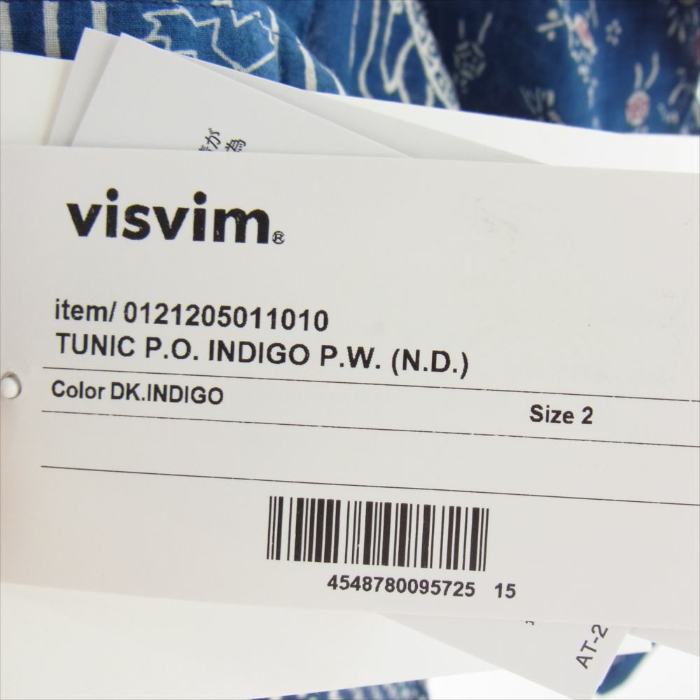 VISVIM ビズビム 21AW 0121205011010 TUNIC P.O. BANDANA バンダナ チュニック プルオーバー 長袖 シャツ  ブルー系 2【美品】【中古】